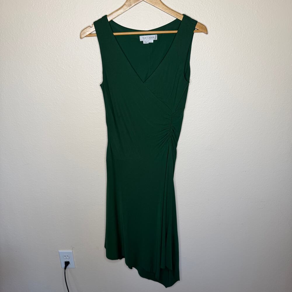 Kay Unger New York Kelly Green Fitted Dress Small